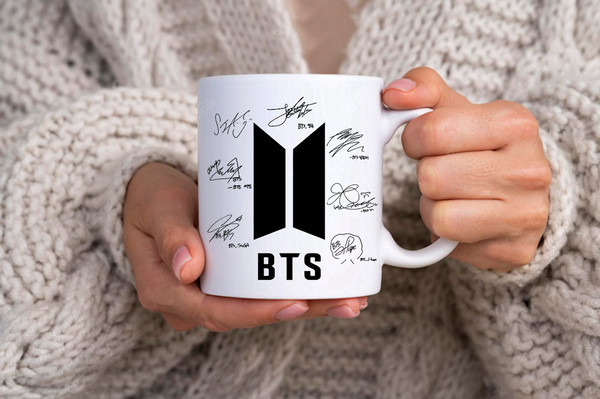 BTS Signatures Fan Jimin Korean - Novelty Cute Funny Anniversary Birthday Present, 11 - 15 Oz White Coffee Tea Mug Cup - 2.jpg