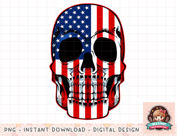 Sugar Skull American Flag 4th Of July Cool Patriotic Veteran png, instant download, digital print.jpg