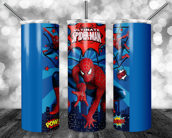 Marvel Spider-Man 20oz Blue Tumbler with Straw & Lid