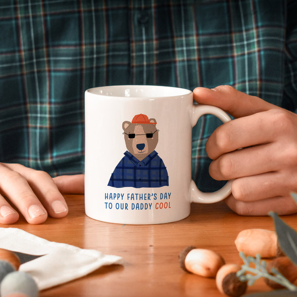 Daddy cool bear mug  illustrated daddy bear fathers day mug  fathers day gift for dad  dad mug father's day mug  father's day gift - 2.jpg