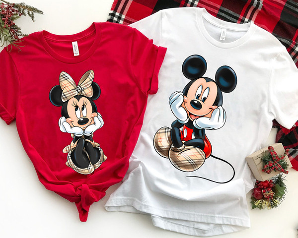 Mickey and Minnie Mouse Plaid Shirt  Disney Valentine's Day T-shirt  Disneyland Couple Matching Tee  Disneyland Trip Gift for Him Her - 1.jpg