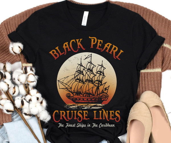 Retro Black Pearl Cruise Lines Shirt  Pirates Of The Caribbean T-shirt  Disney Vacation Tee  Walt Disney World  Disneyland Trip Outfits - 1.jpg