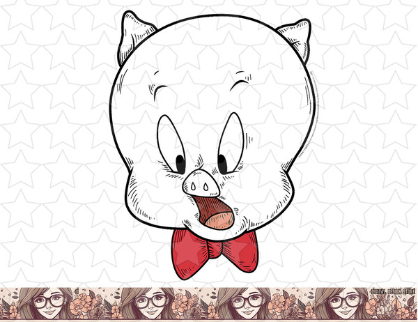 Looney Tunes Porky Pig Face Line Art png, sublimation, digital download .jpg