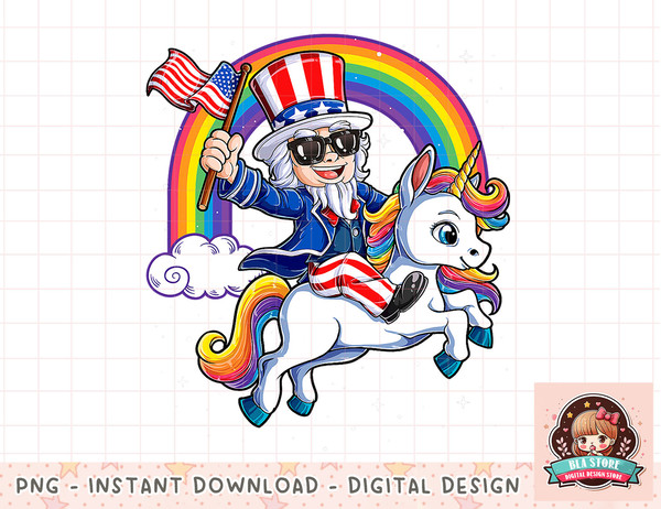 Unicorn Uncle Sam 4th of July Mericorn Men Women USA Flag png, instant download, digital print.jpg