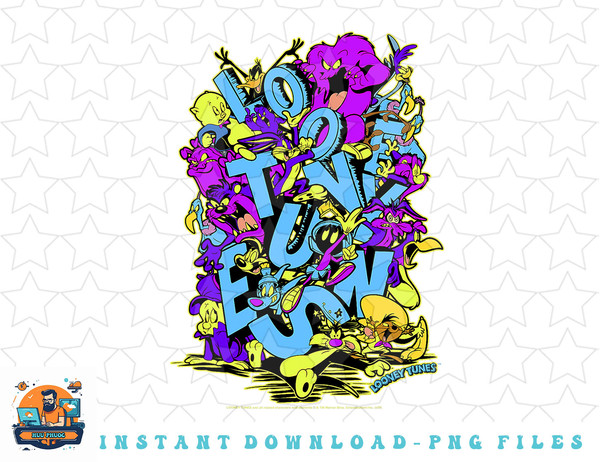 Looney Tunes Neon Group Shot Stack png, sublimation, digital download.jpg