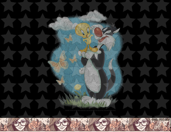 Looney Tunes Sylvester And Tweety Bird Butterfly Portrait png, sublimation, digital download .jpg