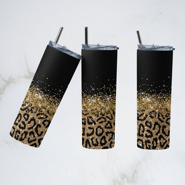 20 oz Skinny Tumbler Sublimation Design Template Glitter Gold leopard Horizontal Leopard Straight Design Digital Download PNG-2.jpg