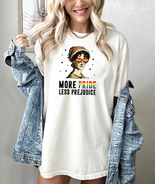 More Pride Less Prejudice, LGBTQ Shirt, Jane Austen Shirt, Proud Ally Shirt, Pride Month Shirt, Supporting Lgbt People Shirt - 1.jpg