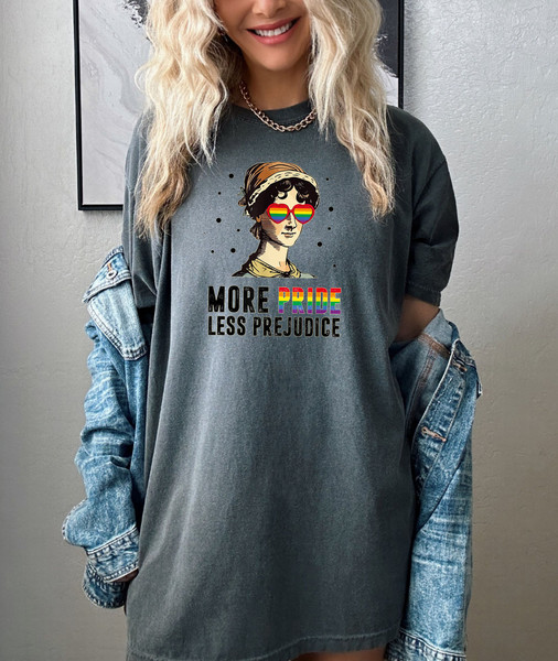 More Pride Less Prejudice, LGBTQ Shirt, Jane Austen Shirt, Proud Ally Shirt, Pride Month Shirt, Supporting Lgbt People Shirt - 3.jpg
