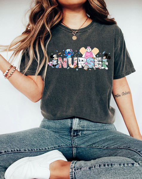 Disney Mickey And Friends Nurse Comfort Color Shirt, Mickey Minnie Nurse Tee, Retro Stick Nurse T-Shirt,Nurse Day 2023, Gifts For Nurse Week - 2.jpg