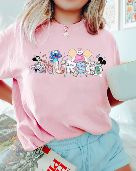 Disney Mickey And Friends Nurse Comfort Color Shirt, Mickey Minnie Nurse Tee, Retro Stick Nurse T-Shirt,Nurse Day 2023, Gifts For Nurse Week - 3.jpg