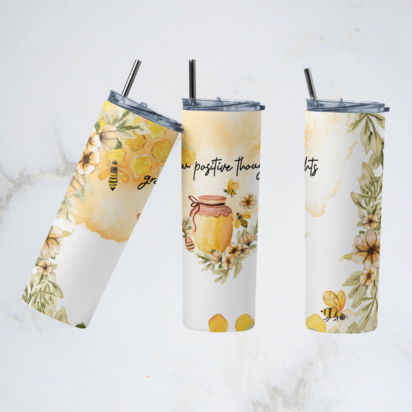 20oz Grow Positive Thoughts Tumbler png Skinny Tumbler Straight  sublimation wrap PNG Digital Download.jpg