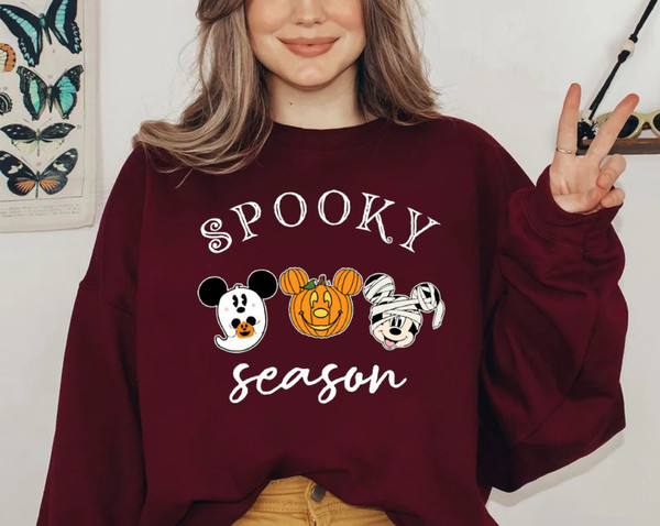 Spooky Season Mickey Head Sweatshirt, Mickey Halloween Sweatshirt, Mickey Pumpkin Shirt, Jack o Lantern Sweatshirt, Disney Halloween Sweater - 4.jpg