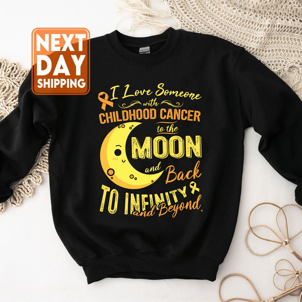 Childhood Cancer Moon Infinity And Beyond Pediatrician Gift Sweatshirt, Childhood Cancer Shirt Hoodie, Gold Ribbon Crewneck, Cancer Support - 4.jpg