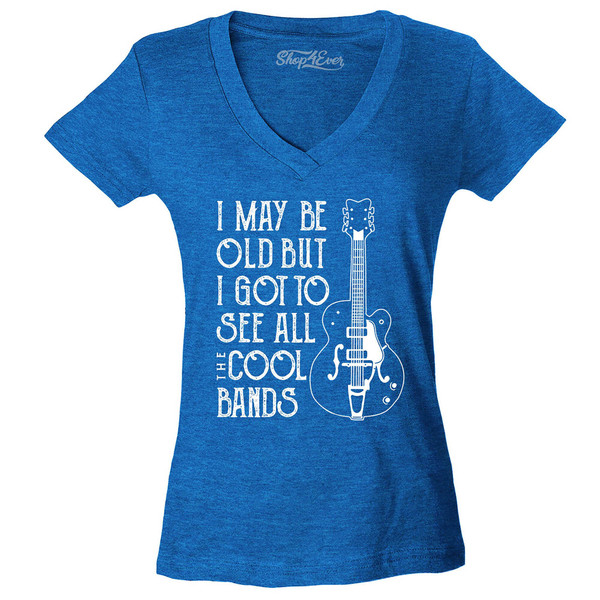 I May be Old but I Got to See All The Cool Bands Women's V-Neck T-Shirt Slim Fit - 8.jpg