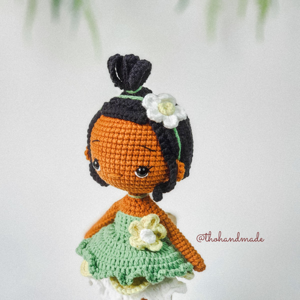 Tiana crochet amigurumi doll, amigurumi princess doll, Tiana princess and the frog amigurumi, stuffed doll, baby shower gift, birthday gift (3).jpg