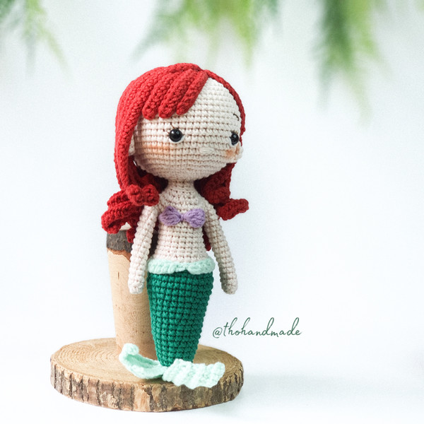 Ariel the little mermaid crochet amigurumi, amigurumi mermaid princess doll, stuffed plushies doll, crochet doll for sale, baby shower gift (4).jpg