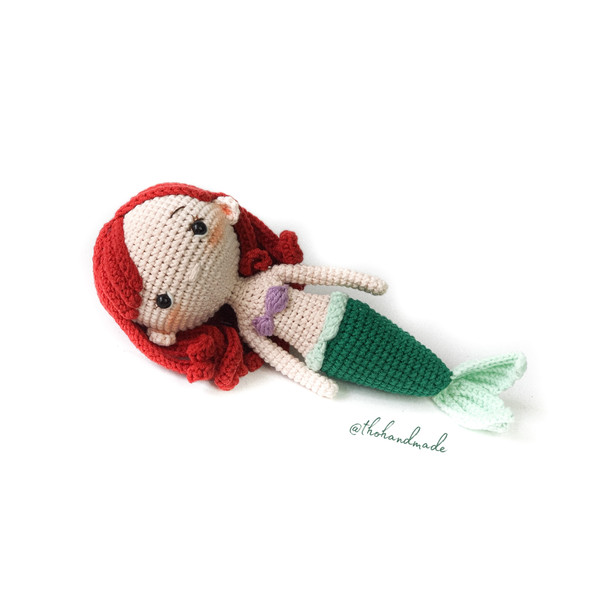 Ariel the little mermaid crochet amigurumi, amigurumi mermaid princess doll, stuffed plushies doll, crochet doll for sale, baby shower gift (5).jpg