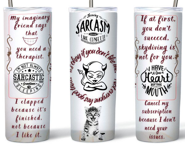 Mischievous Sarcastic Phrases Tumbler, Mischievous Sarcastic Phrases Skinny Tumbler.Jpg