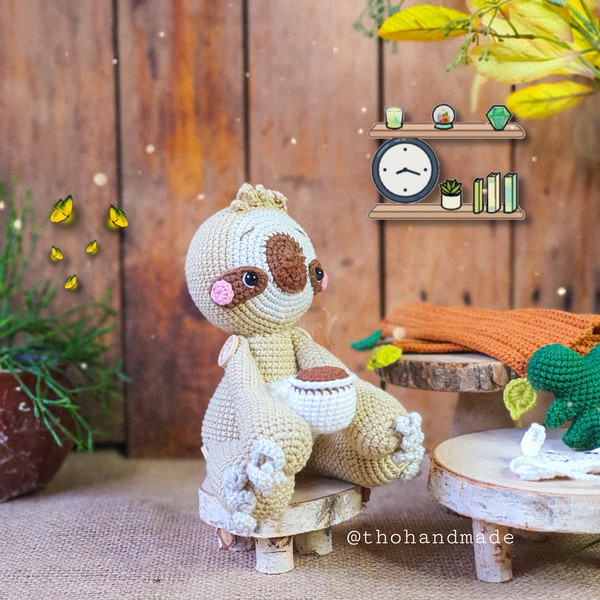 Sloth crochet amigurumi stuffed doll, amigurumi animal for sale, crochet sloth cuddle doll, crochet doll for sale, amigurumi sloth plushies (4).jpg