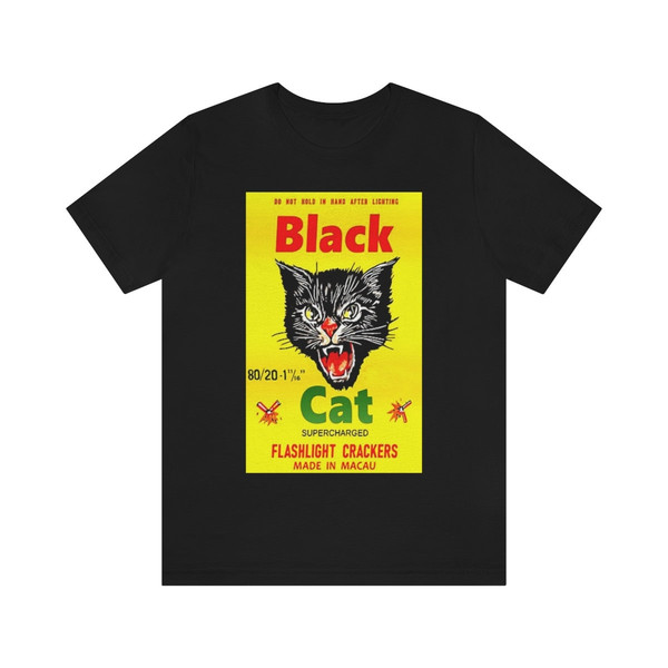 Retro, Vintage Black Cat Firecracker Unisex Jersey Short Sleeve Tee - 1.jpg