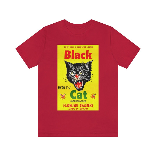 Retro, Vintage Black Cat Firecracker Unisex Jersey Short Sleeve Tee - 3.jpg