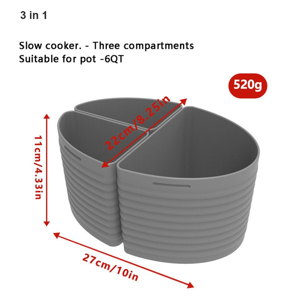 Slow Cooker Divider Liner Reusable & Leakproof Silicone Crockpot Divider  insert Cooking Liner for 6 Quart Pot 