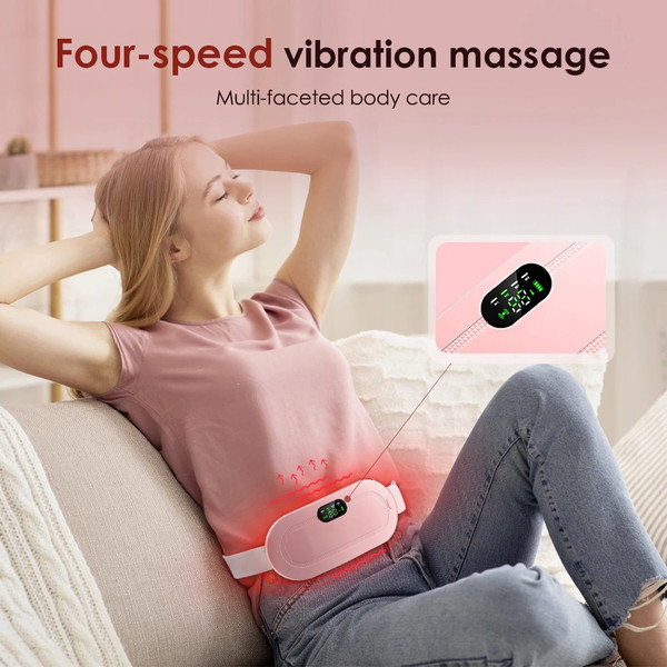 Electric Period Cramp Massager Vibrating Heating Belt for Me