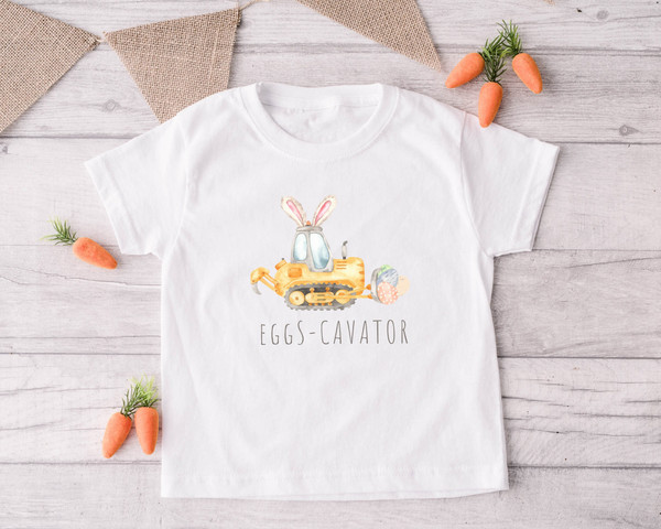 Easter Boys Shirt,Funny Eggscavator Tractor Tee,Cute Easter Bunny Toddler Tee,Kids Easter Shirts,Funny Easter Shirts,Personalized Easter Tee - 1.jpg