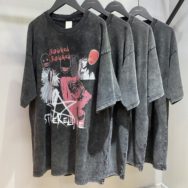 Unisex Hip Hop Streetwear Oversize T Shirt Women Man Thriller Comic Graphics T-Shirt Summer Washed Old FuJiang Anime Top Tees - 3.jpg