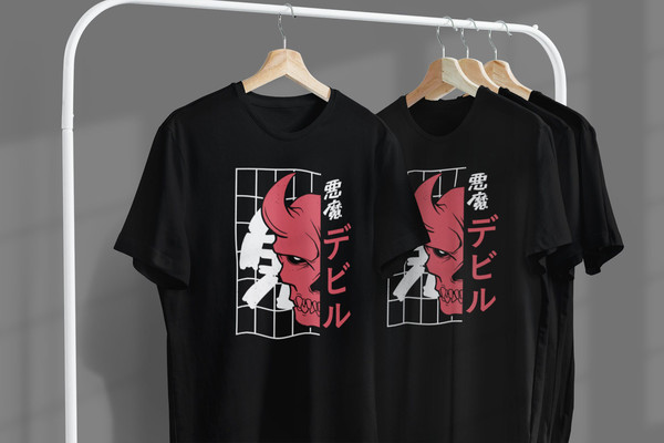 Unisex Japanese Demon T-shirt  streetwear, japanese streetwear, grunge, goth, alternative, alt, grunge shirt - 6.jpg