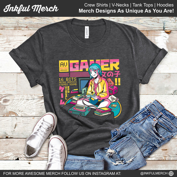 Anime Japanese Retro Gamer Girl Shirt - 1.jpg