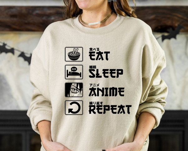 Eat Sleep Anime Repeat T-shirt, Funny Anime Shirt for Men Women, Anime Manga Lover Gift, Anime Gift Tshirt, Japan Culture Present Shirt - 3.jpg