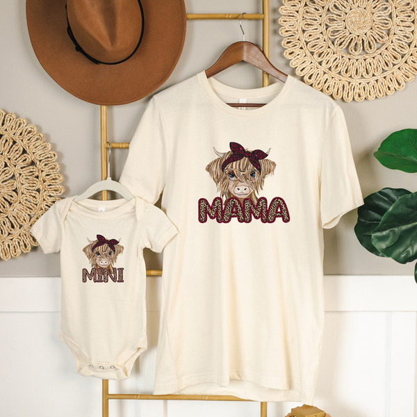 Longhorn Cow Head Mama Mini Matching Shirts, Cow Mom and Girl Tee, Happy Mother's Day, Personalized Mother's Day Shirt, Western Mama Tshirts - 1.jpg
