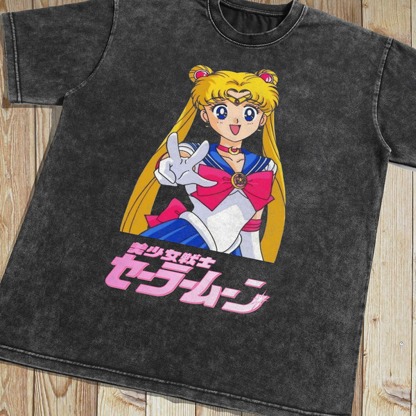 Sailor Moon Vintage Washed T-shirt, Anime Manga Graphic Tee Gift For Women, Retro 90's Unisex Shirt Gift - 2.jpg