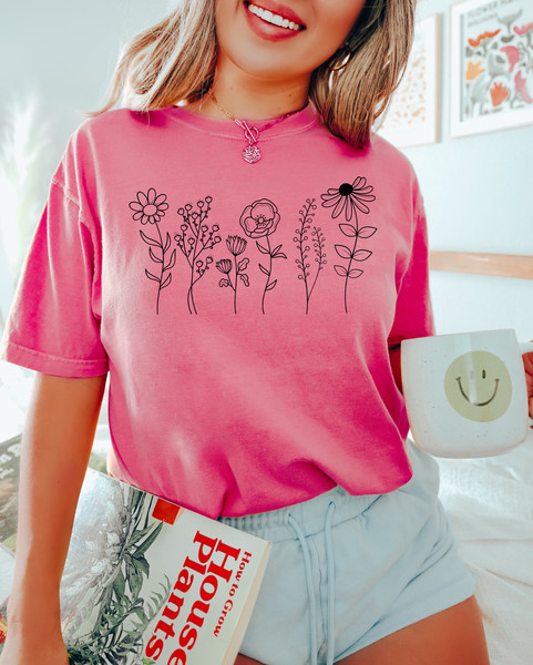 Wild Flowers Shirt,Wildflower Tshirt,Floral Shirt,Botanical Shirt,Flower Shirt,Nature Lover Shirt,Ladies Shirts,Flower Tee,Boho Floral Shirt - 3.jpg