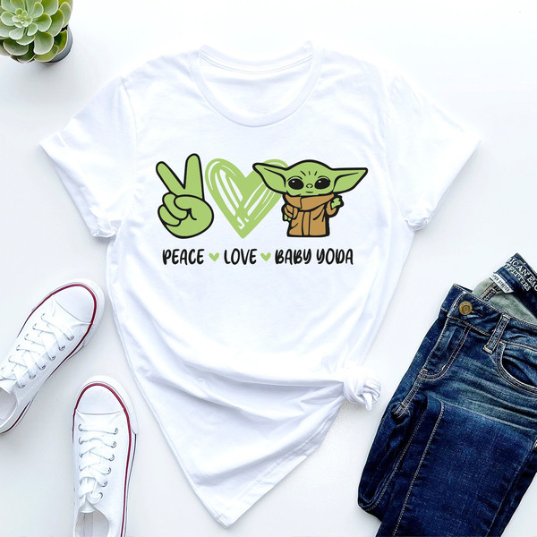 Peace Love Baby Yoda Shirts, Disney Shirt Baby Alien, Baby Yoda Shirt, Star Wars Baby Yoda Shirt, Disney Baby Yoda Shirt, Disney Trip Shirt - 1.jpg