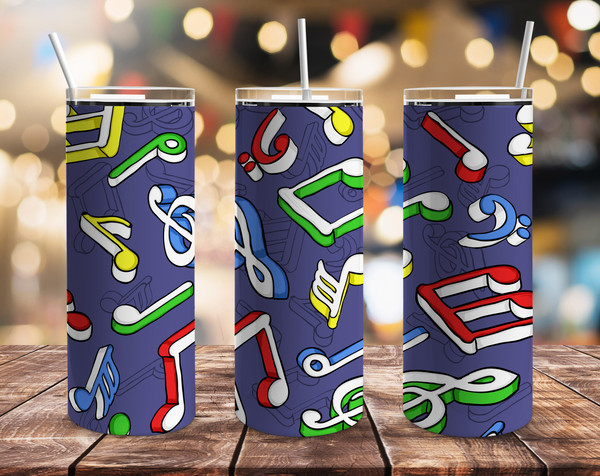 Doodle Music Notes 20oz Straight Tumbler Wrap Seamless Design PNG.jpg