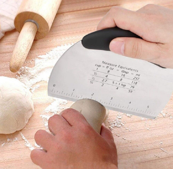 Stainless Steel Pizza Dough Scraper Cutter Kitchen Flour Pastry Cake Tool  Gadget