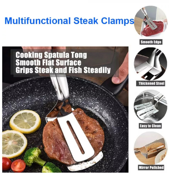 Stainless Steel Grill Tongs Food Clip BBQ Steak Clip Bread Tong