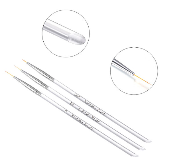 3 Pcs of Nail Art Brush Liner Painting Pen Drawing Manicure Brush Nail Art  Tools Brushes7015-23 