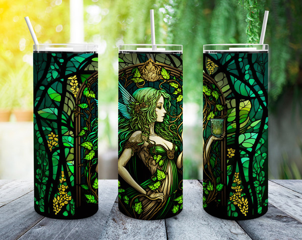 Forest Angel Fairy 20oz Straight Tumbler Wrap Seamless Design PNG.jpg