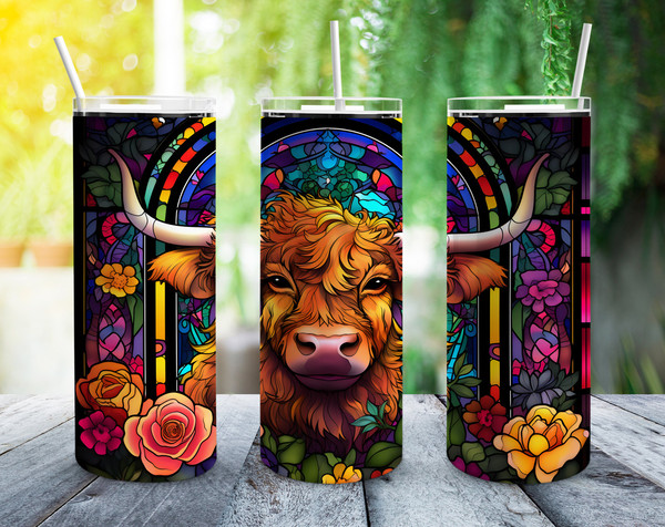 Highland Cow Tumbler Wrap 20oz Straight Farmer Tumbler Wrap Seamless Design PNG.jpg