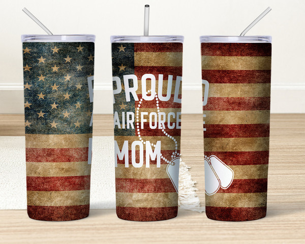 Proud Air Force Mom Tumbler, Proud Air Force Mom Skinny Tumbler.Jpg