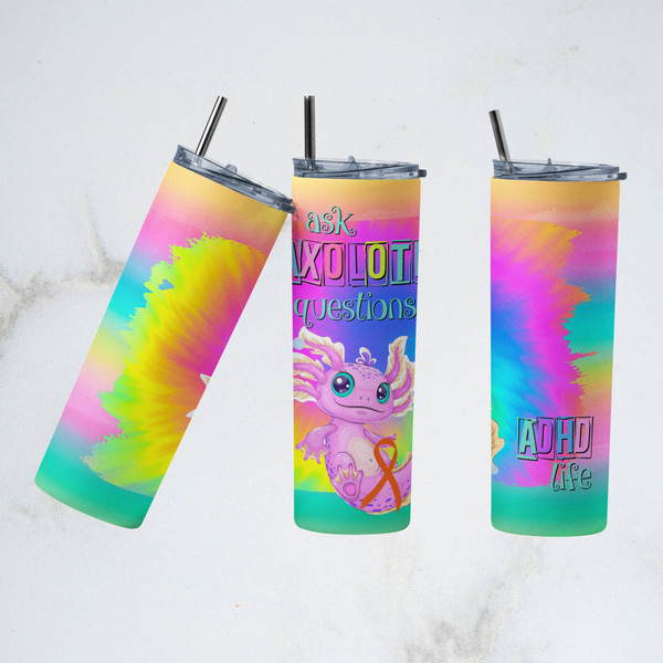 ADHD 20 oz Tumbler PNG Sublimation Design, Cute Axolotl  Tumbler Straight PNG Wrap Digital Download.jpg