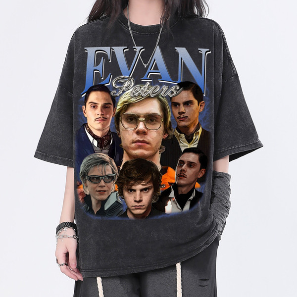 Evan Peters Vintage Washed Shirt, Actor Retro 90's T-Shirt, Fans Gift For Women, Homage Tee For Men - 1.jpg