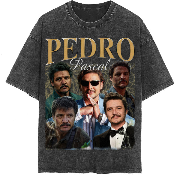 Pedro Pascal Vintage Washed Shirt, Actor Retro 90s T-Shirt, Fans Gift For Women, Tribute Celebrity Shirt For Men - 2.jpg