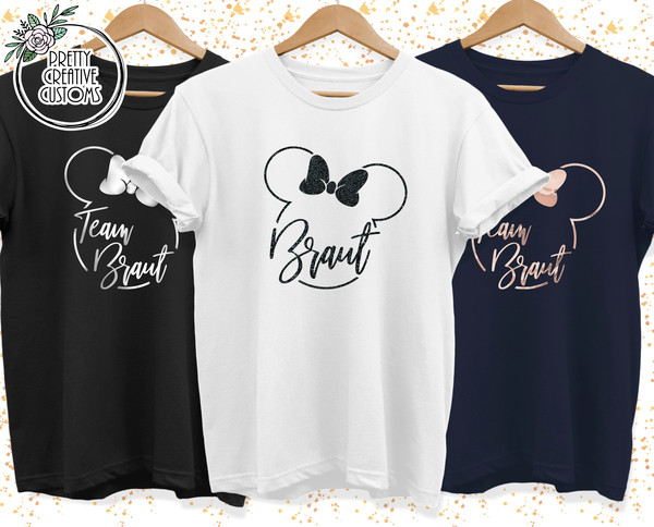 Team Braut Minnie Mouse Braut T-shirt  Disney Braut Shirts  Bachelorette T-shirts  Bachelorette Party Shirts  Bridal Party t-shirts - 1.jpg