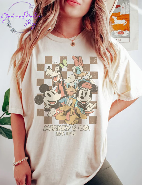 Vintage Mickey & Co 1928 Comfort Colors Shirt, Retro Mickey And Friend Shirt, Disney Checkered Shirt, Disneyworld Shirt, Disney Family Shirt - 2.jpg