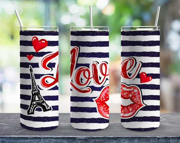 Love Paris Eiffel Tower Tumbler, Love Paris Eiffel Tower Skinny Tumbler.Jpg